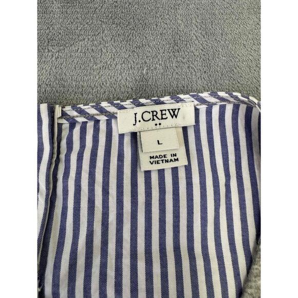 J.Crew Style Grey & Striped in back Sleeveless Round Neck Top Large - Picture 2 of 6